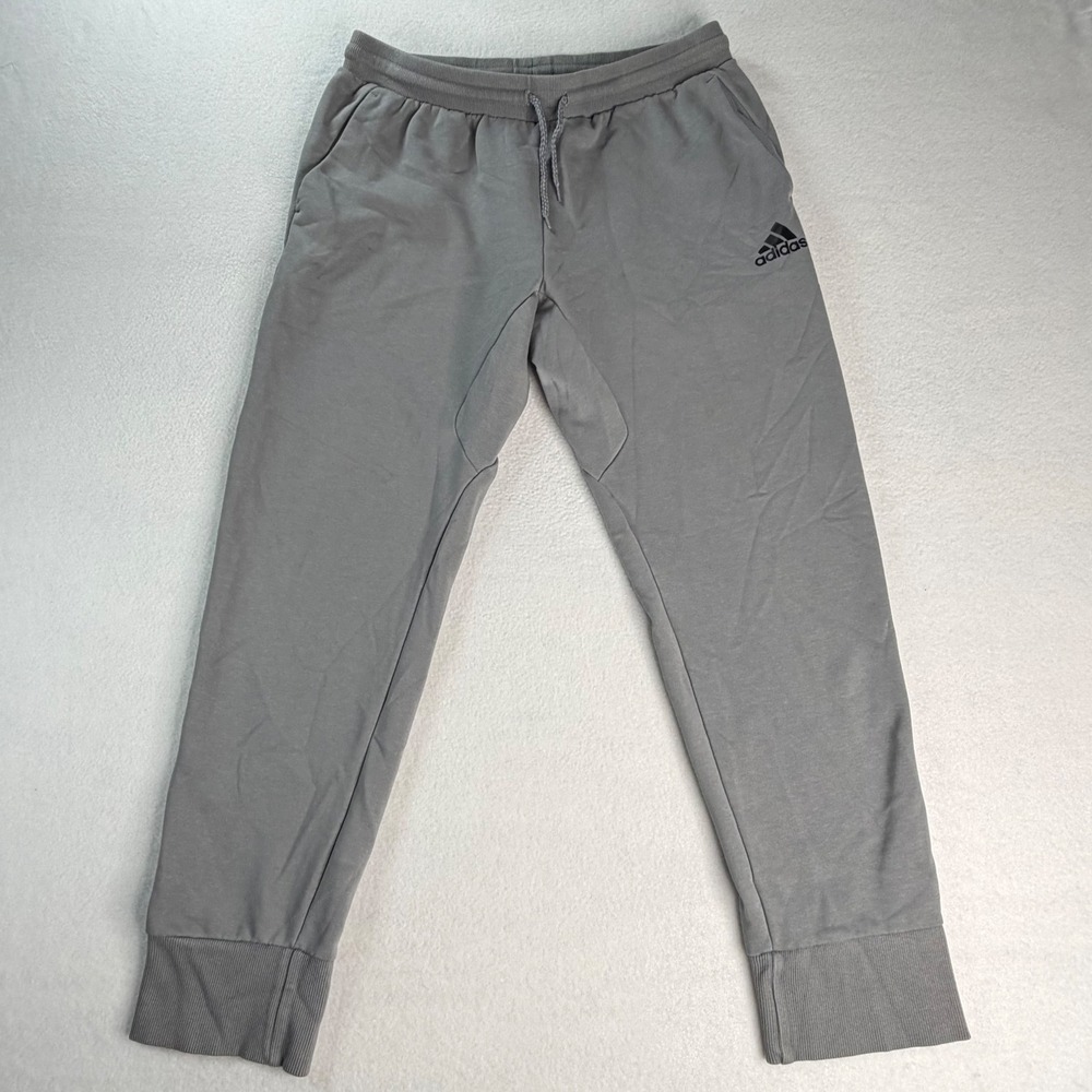 Adidas Basketball Club Mens XL Grey Joggers Tapered Sweatpants 25.5 Inseam